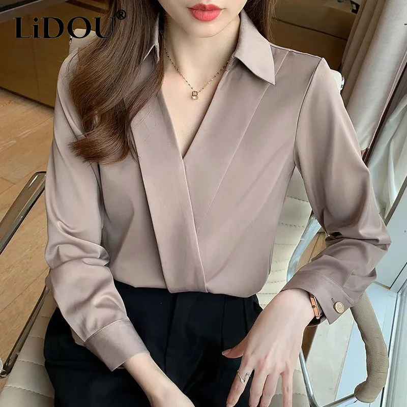 Top Trends: Spring Autumn Korean Style Elegant Fashion Chiffon Shirt Top Women Office Lady Long Sleeve Blusa Temperament All-match Blouse Shoppable Styles