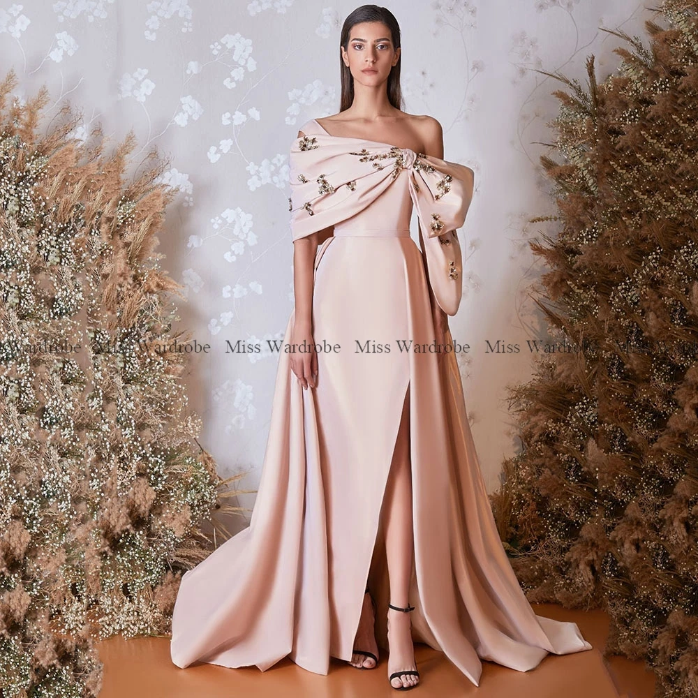 Top Trends: Elegant Light Pink Evening Dresses Off The Shoulder A Line Big Bow Satin Party Prom Gowns Thigh Slit Special Occasion Wear 2024 Shoppable Styles - Image 4