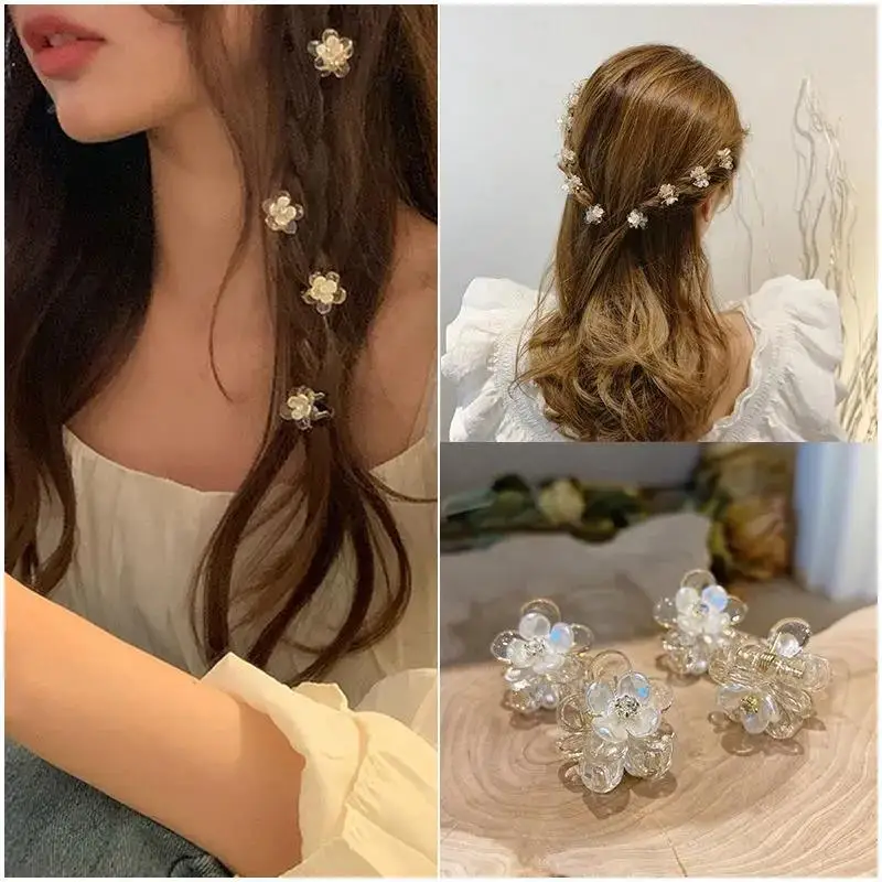 Top Trends: Fashion Small Fresh Simple Transparent Flower Claw Clip Female Girl Crab Hair Clip Mini Cute Accessories Hair Beads For Braids Shoppable Styles