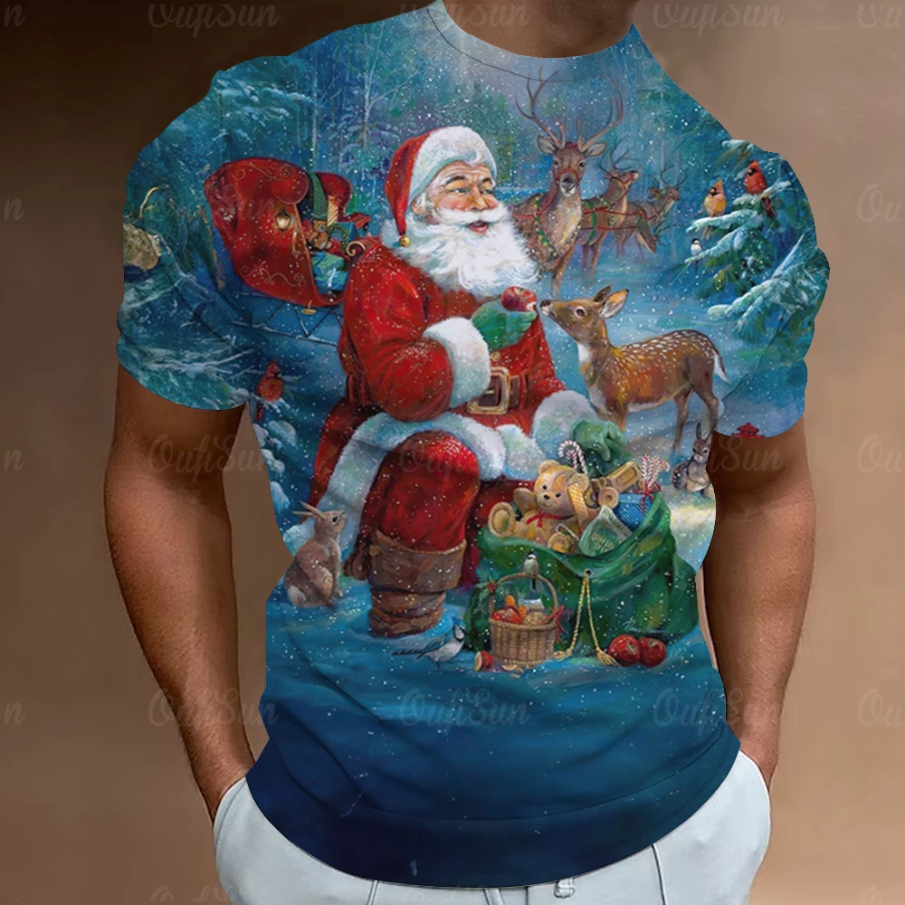 Top Trends: Christmas T-Shirt For Men 3D Santa Print Short Sleeve Top Family Christmas T-Shirts Oversized Xmas Tee Shirt Men Clothing Unisex Shoppable Styles