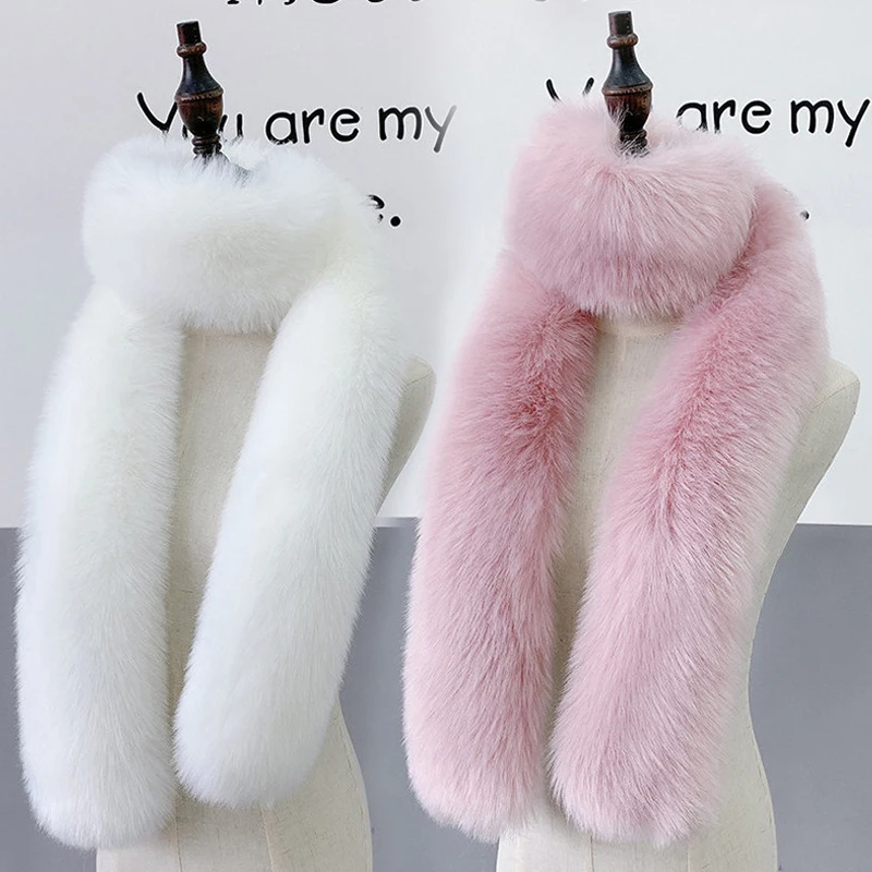 Top Trends: Warm Soft Fur Scarf For Women Faux Fur Scarf Female Winter Fake Collar Long Plush Fur Shawl Cloak Girls Clothes Accessories Shoppable Styles