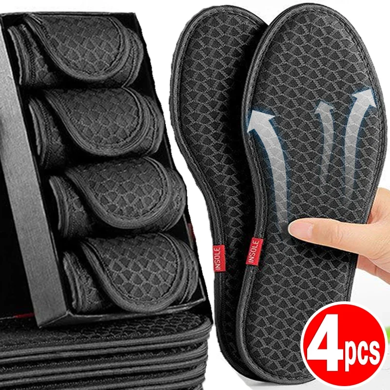 Top Trends: 2 / 4Pcs Bamboo Charcoal Deodorant Insoles Mesh Breathable Absorb-Sweat Shoe Pads Men Sports Shoes Antibacterial Insert Insoles Shoppable Styles