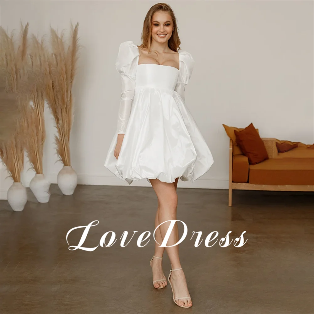 Top Trends: LoveDress Taffeta Princess Little Square Neck Wedding Dress Maternity Friendly Long Sleeves Puffy Bubble Shoulders Bride Gown Shoppable Styles