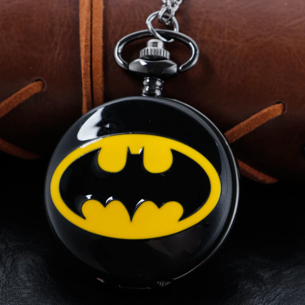 Top Trends: Black Bat Animation Quartz Pocket Watch High Quality Unisex Necklace Pendant Jewelry Men's And Women's Gift Religio Masculino Shoppable Styles