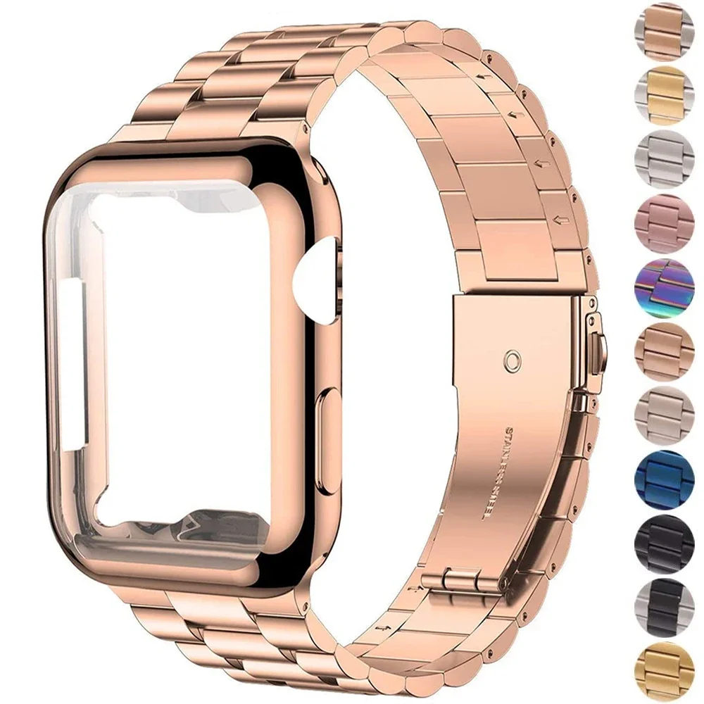 Top Trends: Case+ Strap IWatch Band Ultra 2 49mm Stainless Steel Metal Strap For Apple Watch 9 41MM 45MM 44mm 40mm SE Series 8 7 6 5 4 Cover Shoppable Styles