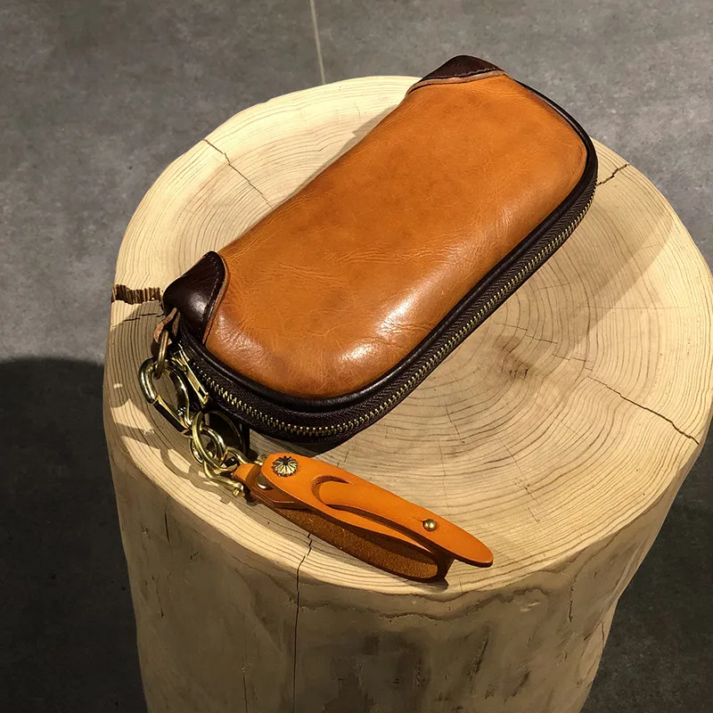 Top Trends: Vintage Handmade Luxury Genuine Leather Men Clutch Bag Casual Designer High Quality Real Cowhide Phone Card Holder Wallet Youth Shoppable Styles