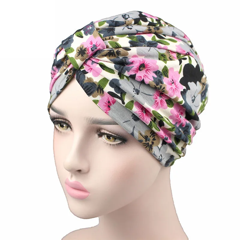 Top Trends: Spring Women Flower Printing Turban Modal Cotton Turban Hat Headband Turbante Headwear For Chemo Hijab Hair Accessories Shoppable Styles