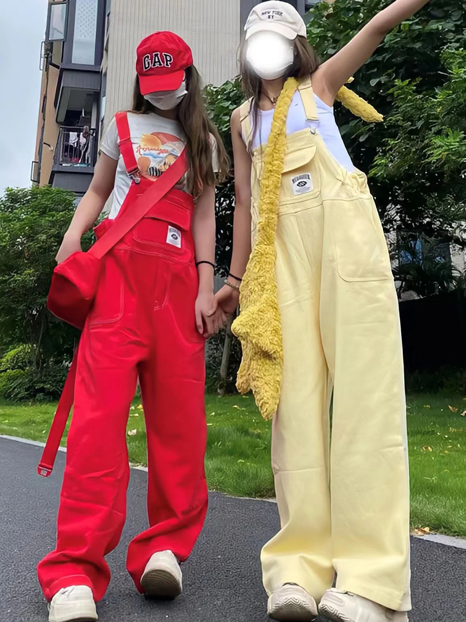 Top Trends: Women'S Denim Straps Pants Fashion Versatile Net Red Wide Leg Trousers Jumpsuit Korean Preppy Style Denim Overalls Womens Shoppable Styles