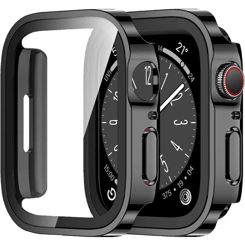 Top Trends: Glass+ Case For Apple Watch 7 8 45mm 41mm 49mm 44mm 40mm Straight Edge Screen Protector Cover Case IWatch 4 5 SE 6 7 8 Ultra 49mm Shoppable Styles