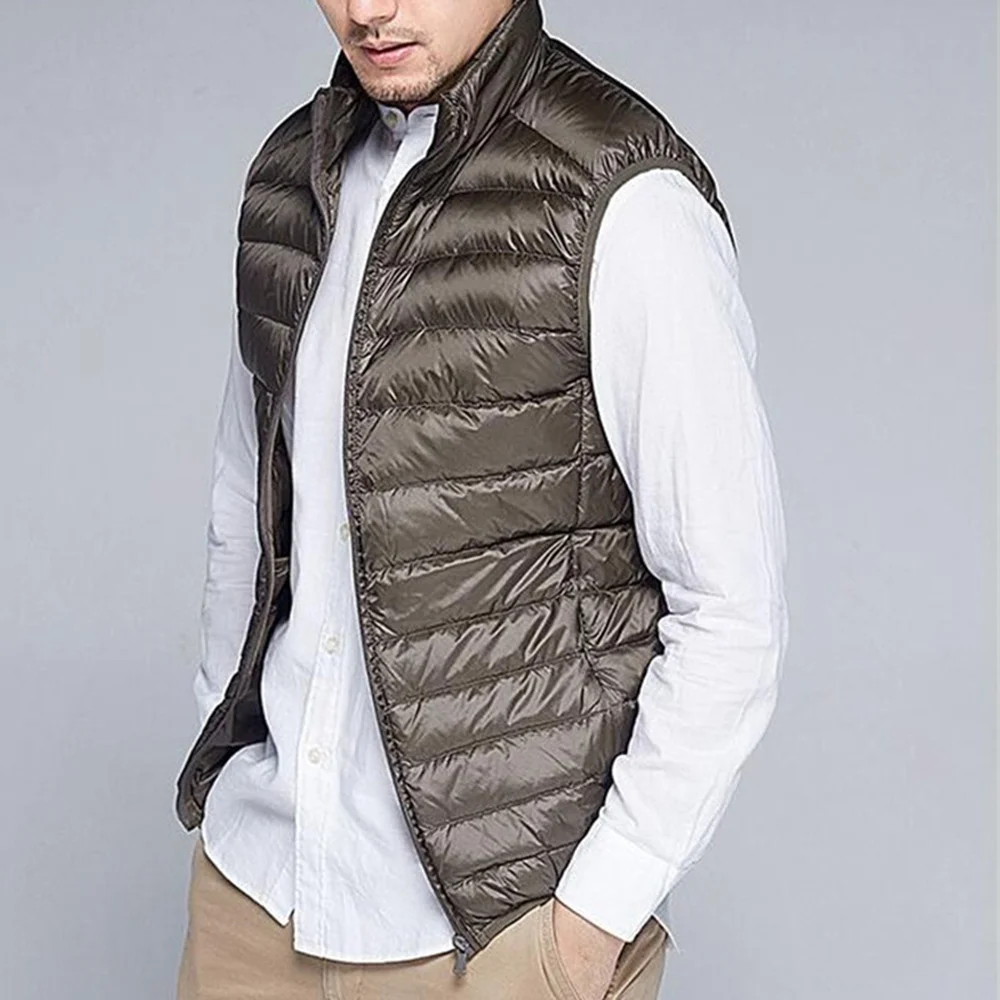 Top Trends: Men Thin Domn Vest Casual Light Men Down Vest Top Selling Zipper Big Size New Arrival 6 Colors Male White Duck Down Vest MWB014 Shoppable Styles