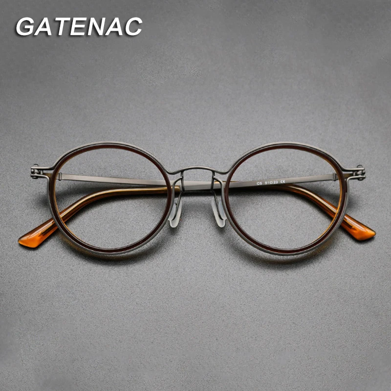 Top Trends: Vintage Titanium Eyeglasses Frame Men Round Myopia Prescription Glasses Women Retro Optical Luxury Brand Glasses Frame Eyewear Shoppable Styles