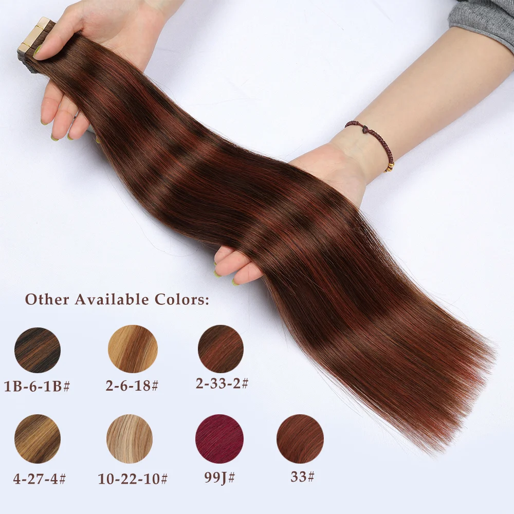 Top Trends: Tape In Hair Extensions 100% Human Hair Straight Seamless Skin Weft Adhesive Double Sided Tape Ends High Quality 20PCS / PACK Shoppable Styles - Image 3