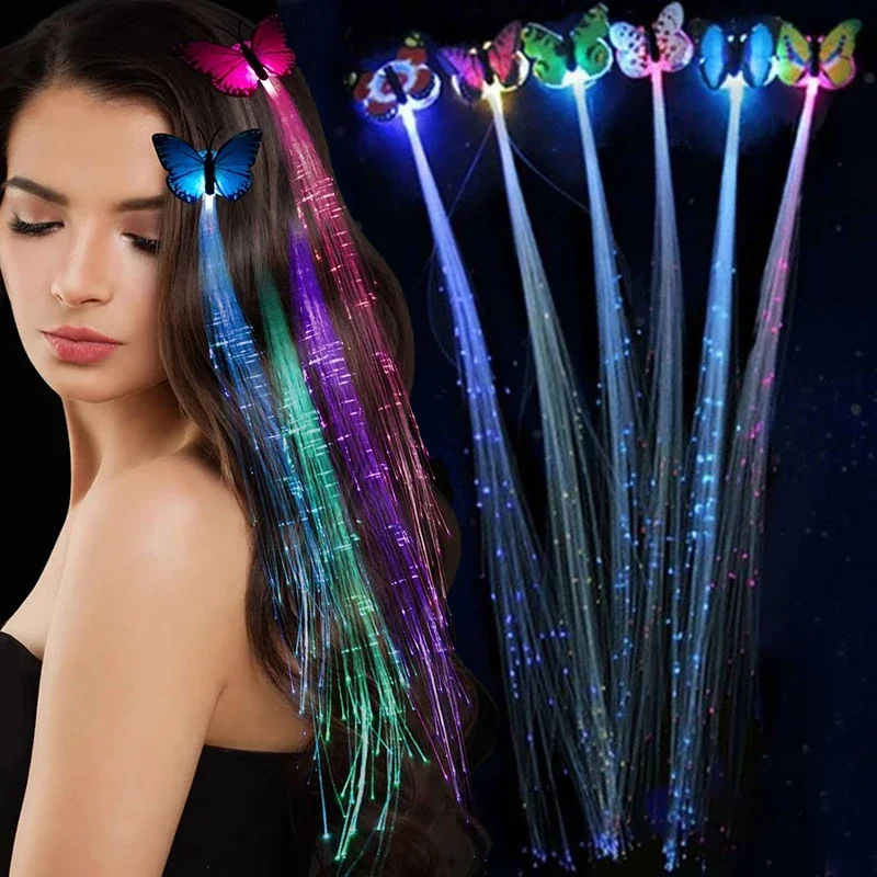 Top Trends: Colorful Butterfly Light Braids Glowing Flash LED Hair Braid Clip Haripin Wigs Ligth Up Party Christmas Hair Accessories Shoppable Styles