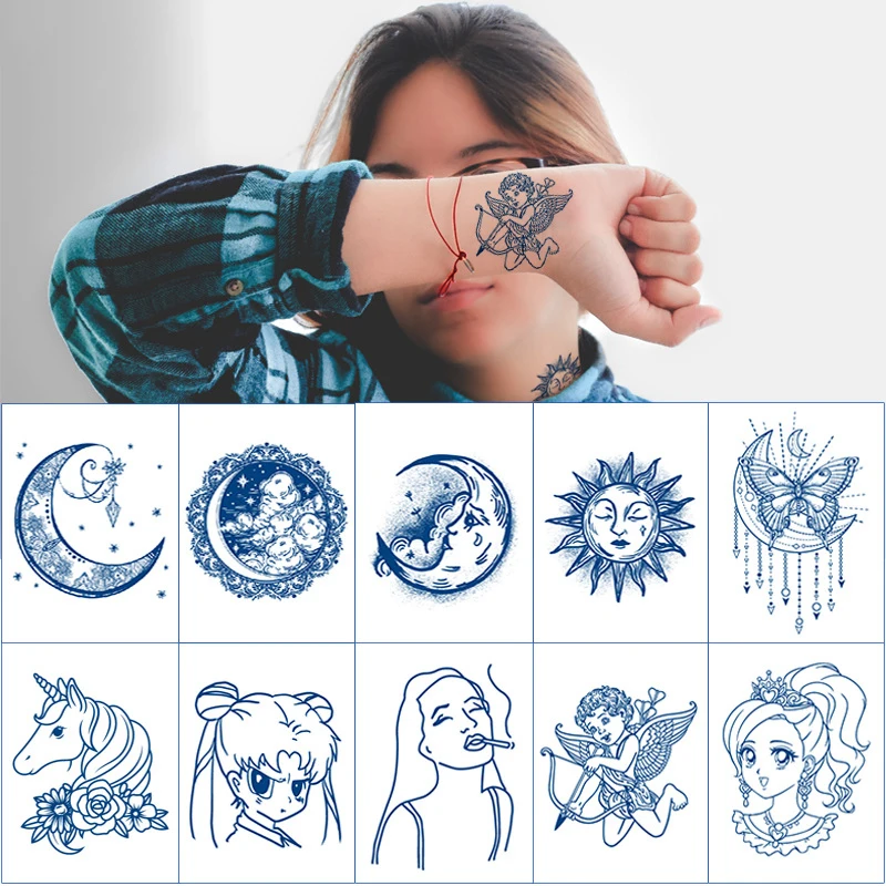 Top Trends: Juice Lasting Ink Tattoos Body Art Waterproof Temporary Tattoo Sticker Star Totem Tattoo Arm Sun Moon Animal Tattoo Women Men Shoppable Styles