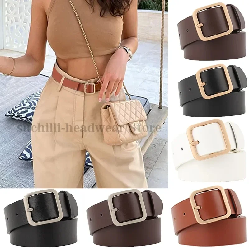 Top Trends: Fashion PU Leather Belt For Women Square Pin Buckle Belts High Quality Ladies Dress Jeans Strap Girls Waistband Adjustable Belts Shoppable Styles