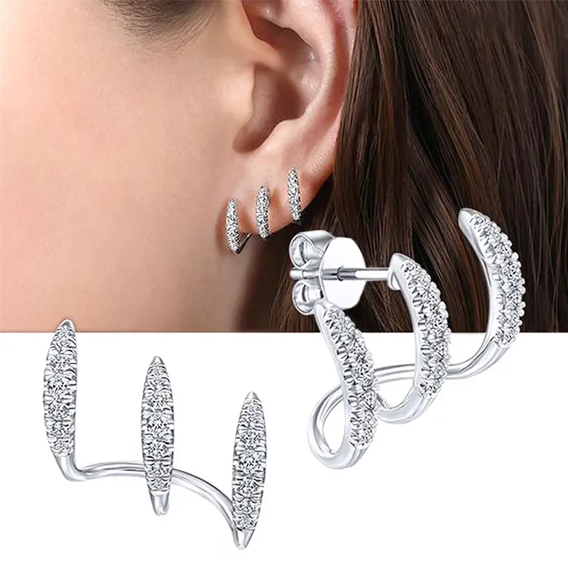 Top Trends: Huitan Silver Color Claws Stud Earrings With Crystal AAA CZ Stone Modern Design Fashion Versatile Accessories Women 2022 Jewelry Shoppable Styles