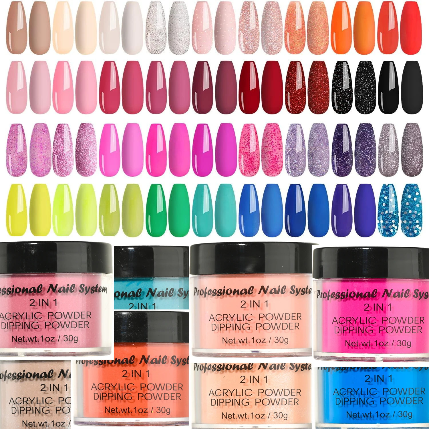 Top Trends: 96 Colors Acrylic Powder 2 In 1 Glitter Acrylic Color Powder 1oz / 28g French Collection Color Acrylic Powder Dip Dipping Powder Shoppable Styles