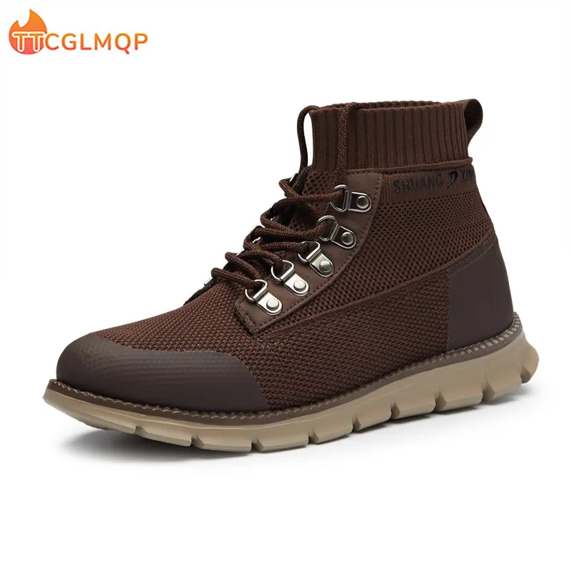 Top Trends: New Fashion Men Boots Breathable Mesh High Top Casual Boots Men Trainer Walking Boots Zapatillas Hombre Men Shoes Plus Size 48 Shoppable Styles