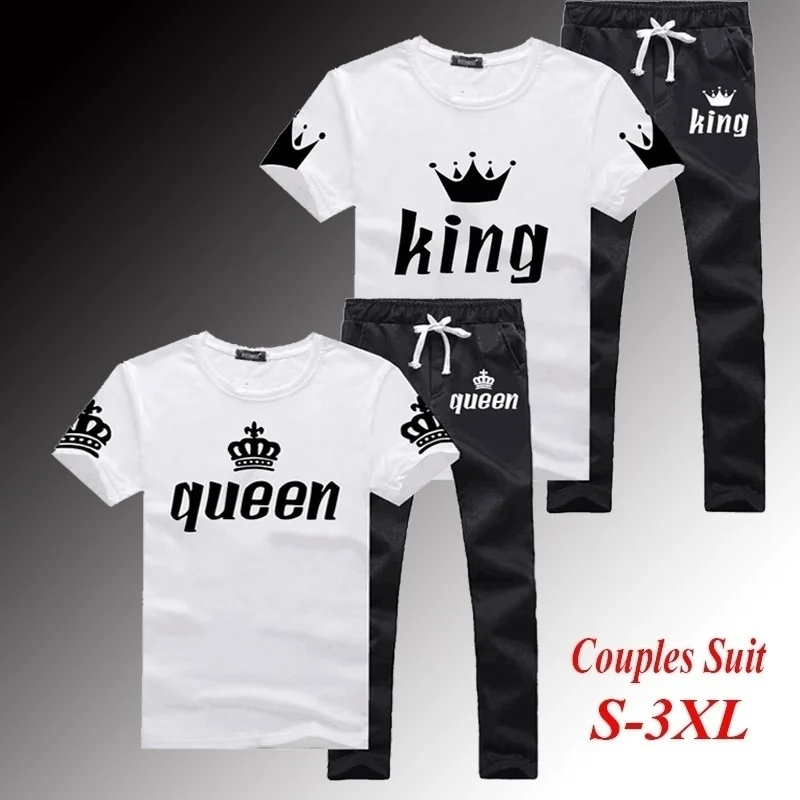 Top Trends: Bababuy King Queen Lovers Couple Matching Set Short Sleeve T-Shirt And Sweatpants Trousers Men Women Casual Tracksuits Shoppable Styles