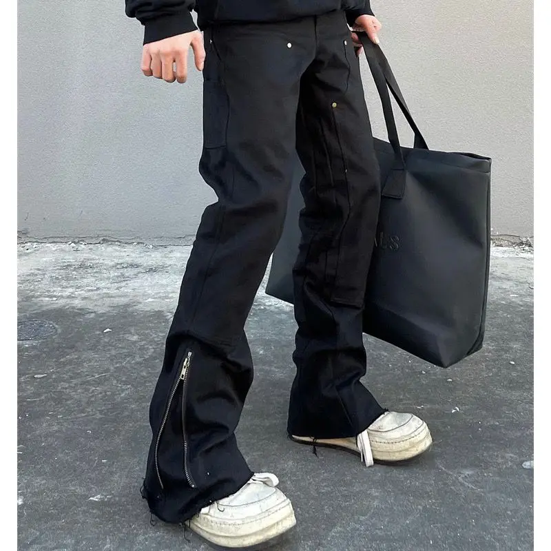 Top Trends: Men Slim Jeans Korean Fashion Zipper Casual Pants Black Trendyol Cargo Trousers Punk Streetwear Man Harajuku Denim Y2k Hip Hop Shoppable Styles