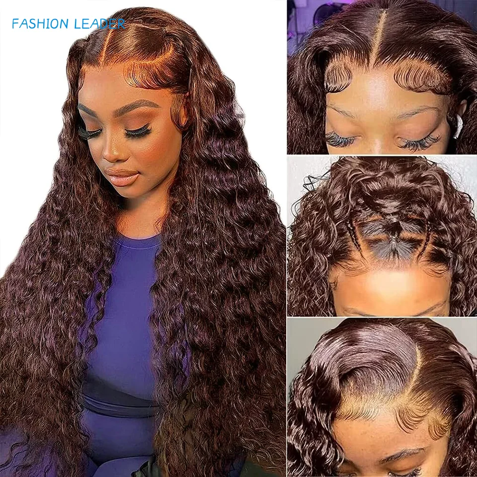 Top Trends: Chocolate Brown Deep Wave Lace Front Human Hair Wigs 13x4 13x6 Body Wave HD Lace Frontal Wigs Glueless Straight Colored Wig 180% Shoppable Styles