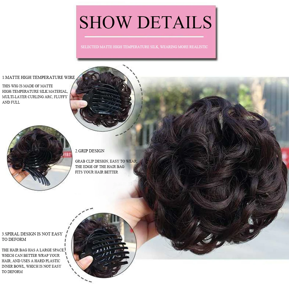 Top Trends: Women Wig Synthesis Curly Chignon Hair Extension Clip In Hair Women Hairpiece Claw Clip Hair Bun Wigs Hair Accessories For Women Shoppable Styles - Image 3