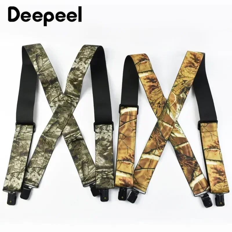 Top Trends: Deepeel 5*115cm Camouflage Men's Suspenders X-Type 4 Clips Adjustable Mens Suspender Elastic Wide Braces Fashion Male Jockstrap Shoppable Styles