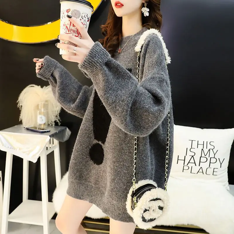 Top Trends: Fashion O-Neck Spliced Loose Casual Sweaters Female Clothing 2023 Winter Oversized Knitted All-match Pullovers Korean Tops Shoppable Styles