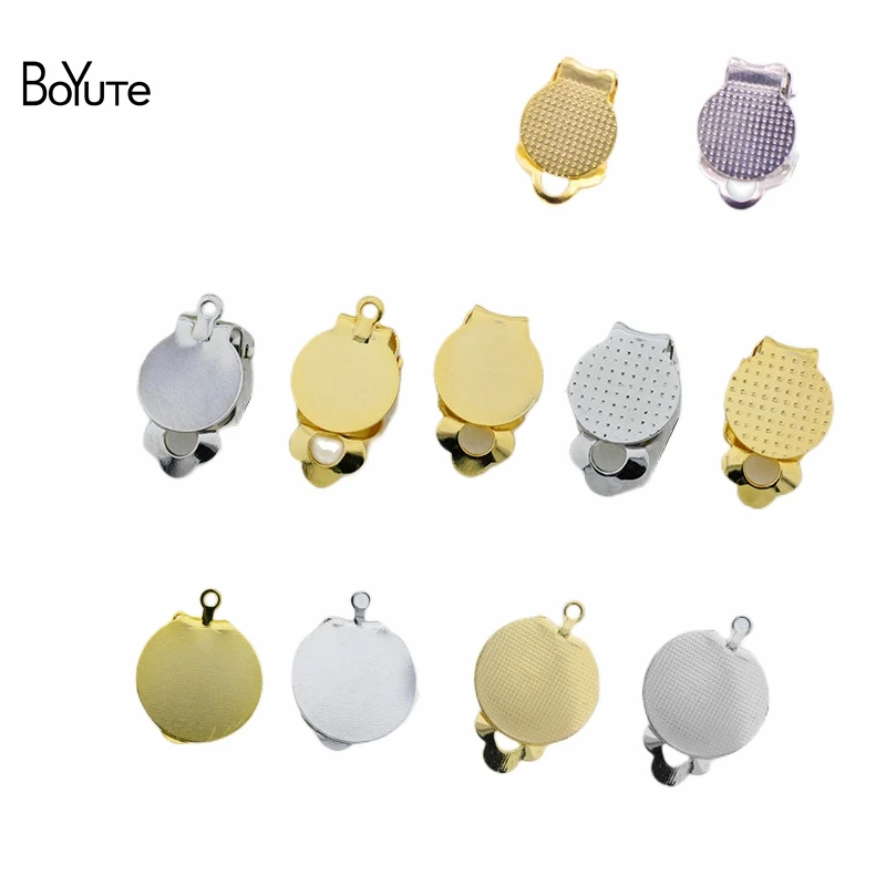 Top Trends: BoYuTe (20 Pieces / Lot) Metal Brass No Pierced Ear Clip With 9-10-15MM Blank Base Diy Earrings Jewelry Accessories Parts Shoppable Styles