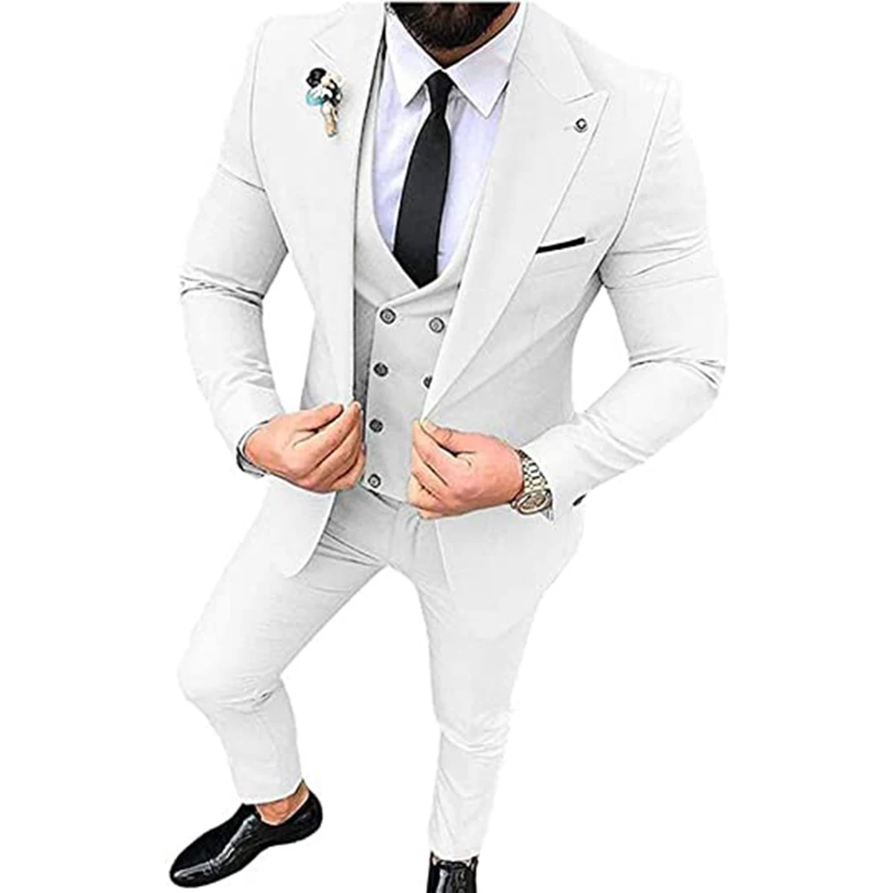 Top Trends: 2022 Men Suits For Wedding Party Business And Casual Suit Peak Lapel 3 Piece （Blazer + Vest + Pants）Slim Fit Costume Homme Shoppable Styles