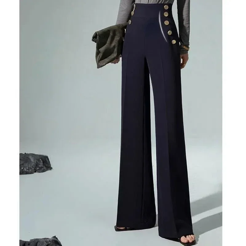 Top Trends: Women Chic Straight Pants Fashion Vintage Office Wear Ladies Trousers High Waist Korean 2023 Spring Autumn Wide Leg Female K62 Shoppable Styles