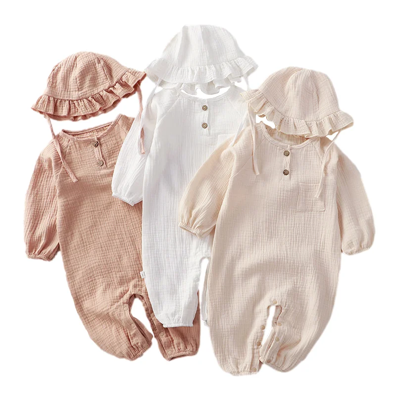 Top Trends: Fall Cotton Baby Jumpsuits Hat Cute Bear Kids Coat Romper Set Sun Protection Cardigan Toddler Outfit Suit Infant Romper 0-3T Shoppable Styles