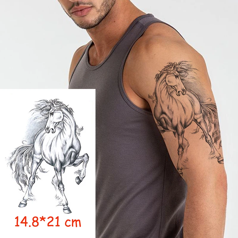 Top Trends: Waterproof Temporary Tattoo Sticker Horse Big Animal Hair Tatoo Water Transfer Fake Tatoo Flash Tatto Woman Man Kid 14.8*21 Cm Shoppable Styles