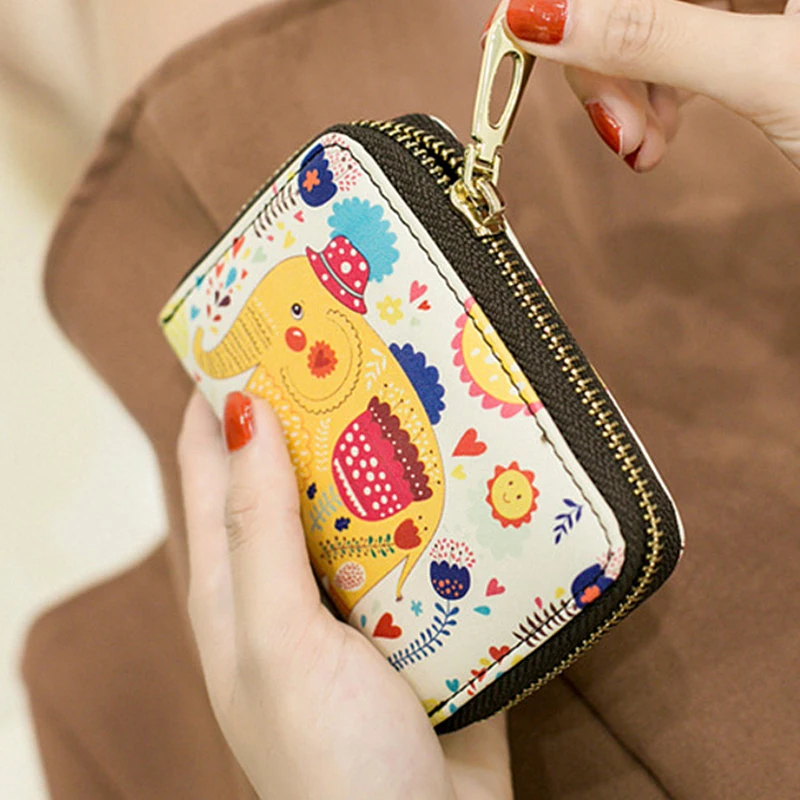 Top Trends: New Fashion Printed Women Card Bag Leather Wallet Cartoon Business Card Case Credit Card Holder Girl Mini Zip Clutch Bag Purse Shoppable Styles - Image 3