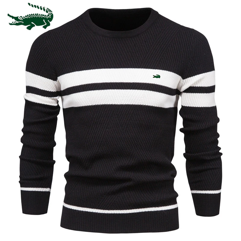 Top Trends: High Quality New Mens Boys Winter Stripe Sweater Thick Warm Pullovers Men's O-neck Basic Casual Slim Comfortable Sweaters Shoppable Styles - Image 5