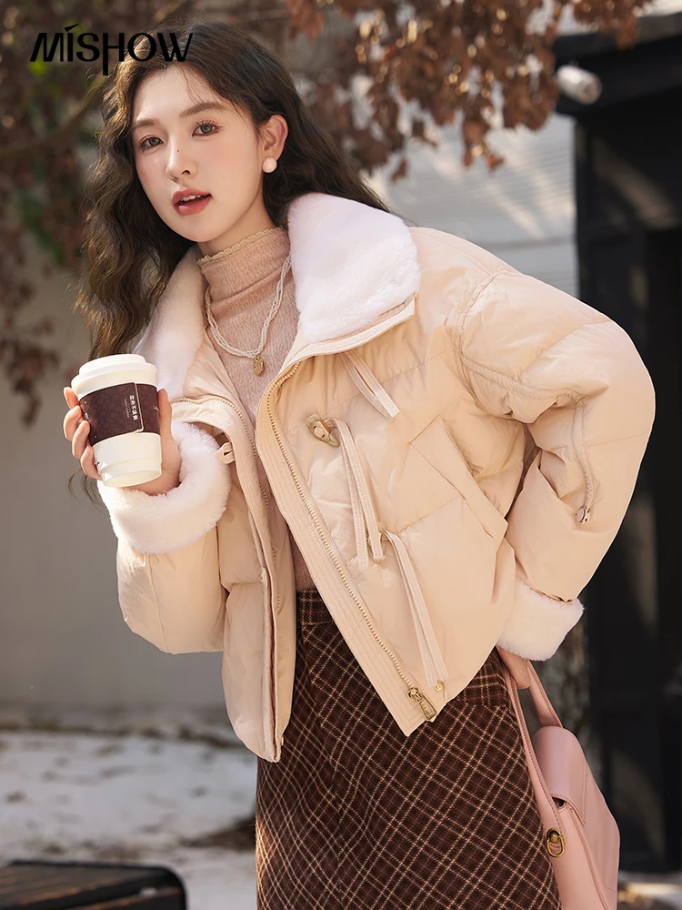 Top Trends: MISHOW Lamb Wool Spliced Lapel Down Jacket Women 2023 Winter Korean Short Thick Down Coat Fashion Warm Puffer Jackets MXC57Y0026 Shoppable Styles