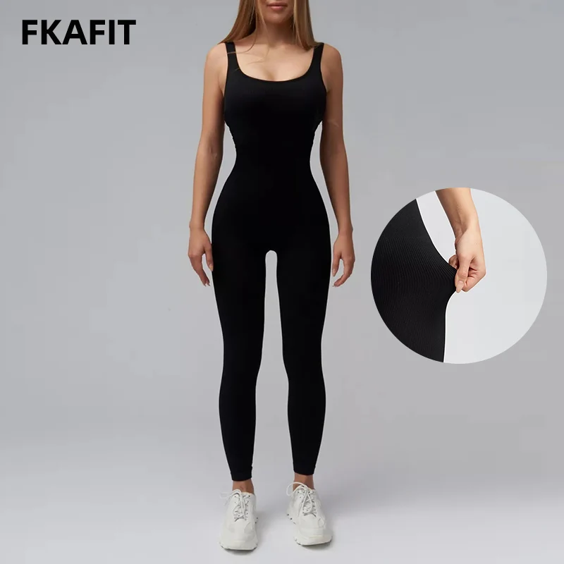 Top Trends: Yoga Jumpsuit Women's Yoga Set One-piece Sports Romper With Chest Pad Fitness Bodysuit Gym Seamless Ribbed Workout Sportswear Shoppable Styles