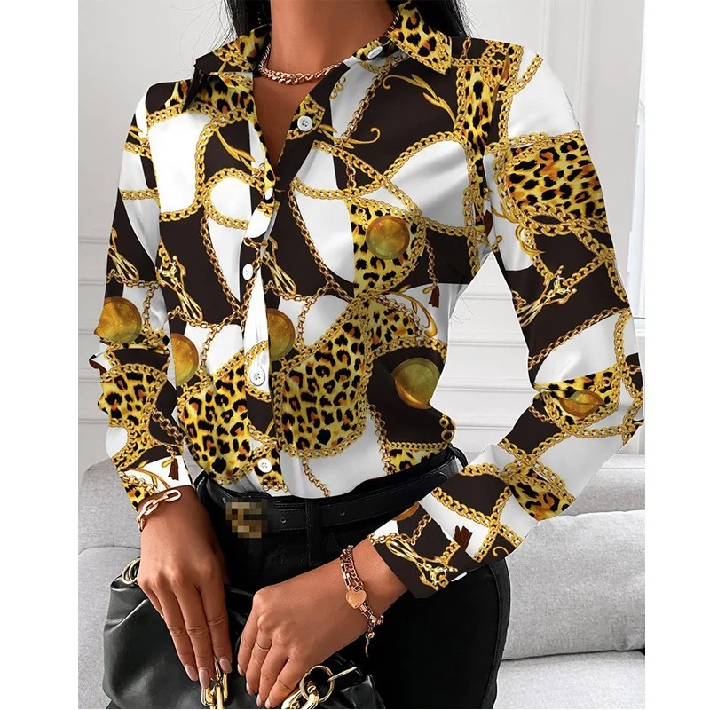 Top Trends: Women Casual Button Long Sleeve Shirt Patchwork Slim Tops Women 2023 Summer Elegant Blouse Fashion Vintage Office Print Shirts Shoppable Styles