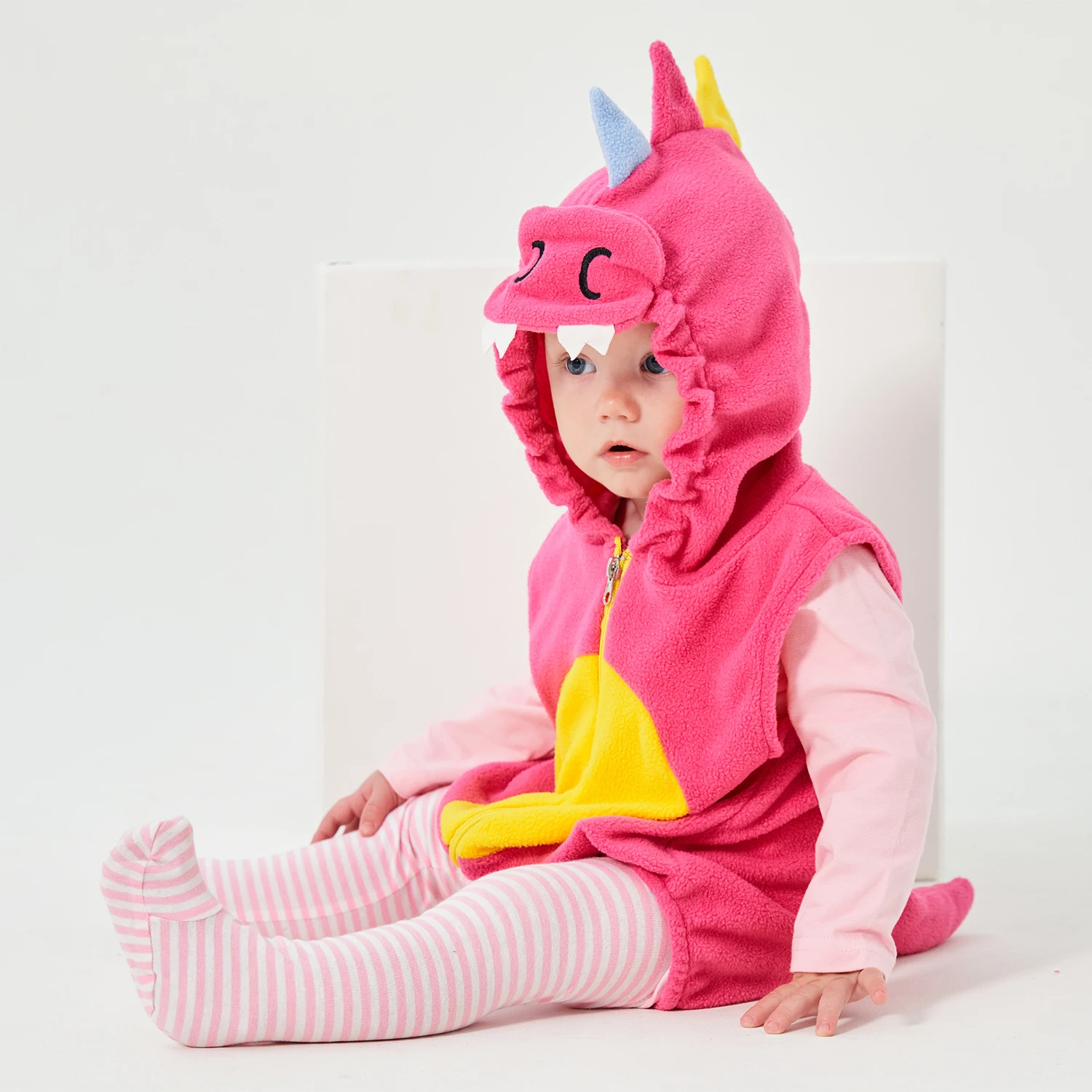 Top Trends: Umorden Cutie Pink Dino Dinosaur Costume For Baby Girls Infant Hoodie Bodysuit Sleeveless Halloween Purim Birthday Fancy Dress Shoppable Styles