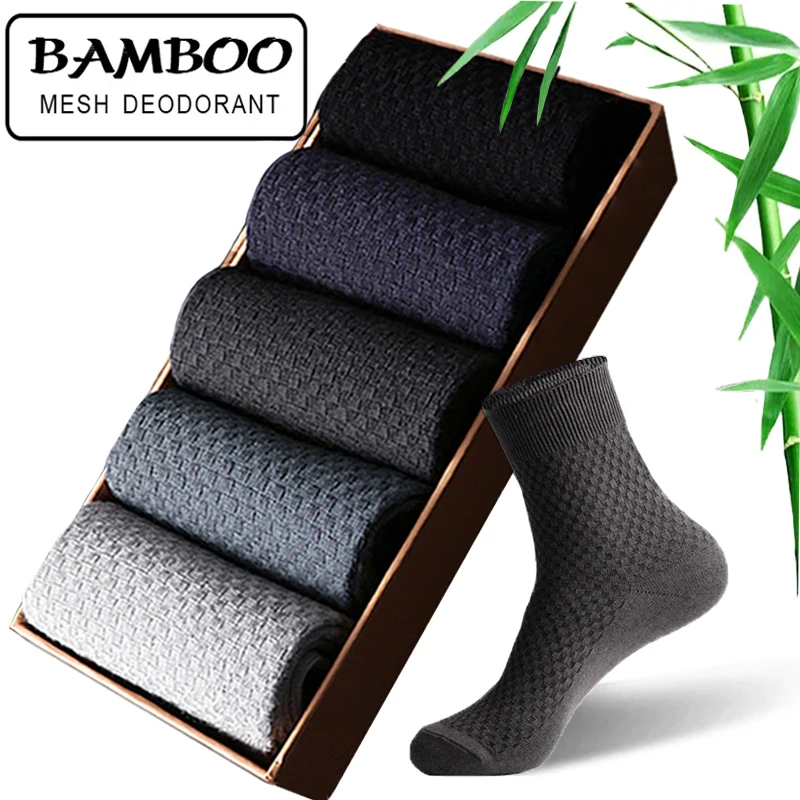 Top Trends: High Quality New Brand Men Bamboo Fiber Socks Casual Business Anti-Bacterial Breatheable Man Long Sock For Gift Shoppable Styles