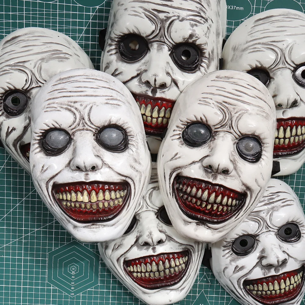 Top Trends: The Exorcist Smiling Face Demon Mask Cosplay Evil Creepy Ghost Skull Plastic Masks Halloween Carnival Purim Party Costume Props Shoppable Styles