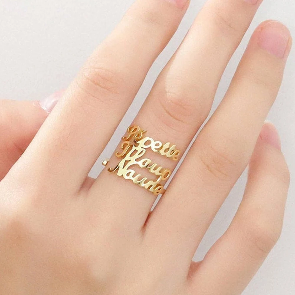 Top Trends: Personalized Customized Three Names Stainless Steel Rings For Women Open Ring Gold Jewelry Valentines Day Gifts Anillos De Mujer Shoppable Styles