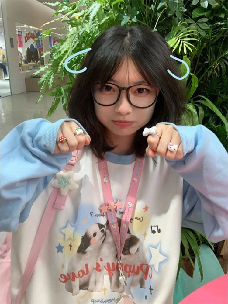 Top Trends: Deeptown Harajuku Kawaii Animal Print Hoodies Women Vintage Oversized Patchwork Sweatshirts Loose Casual Cute Tops Y2K E-girl Shoppable Styles - Image 2