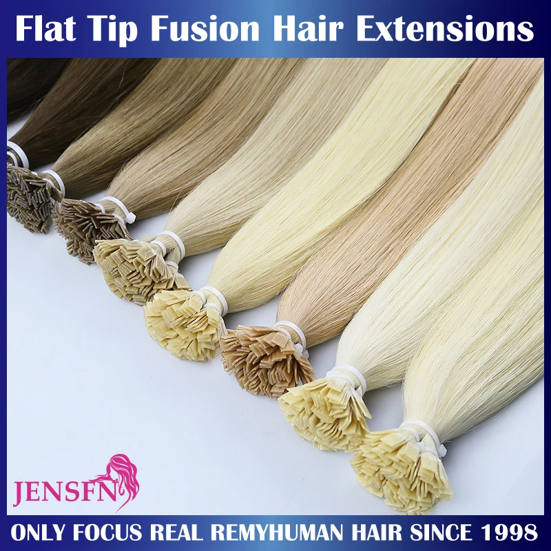 Top Trends: JENSFN Straight Fusion Flat Tip Human Hair Extensions 16&quot;-26&quot; Inch 1g / Strand 100pcs / Set Natural Hair Extensions Keratin Capsule Shoppable Styles