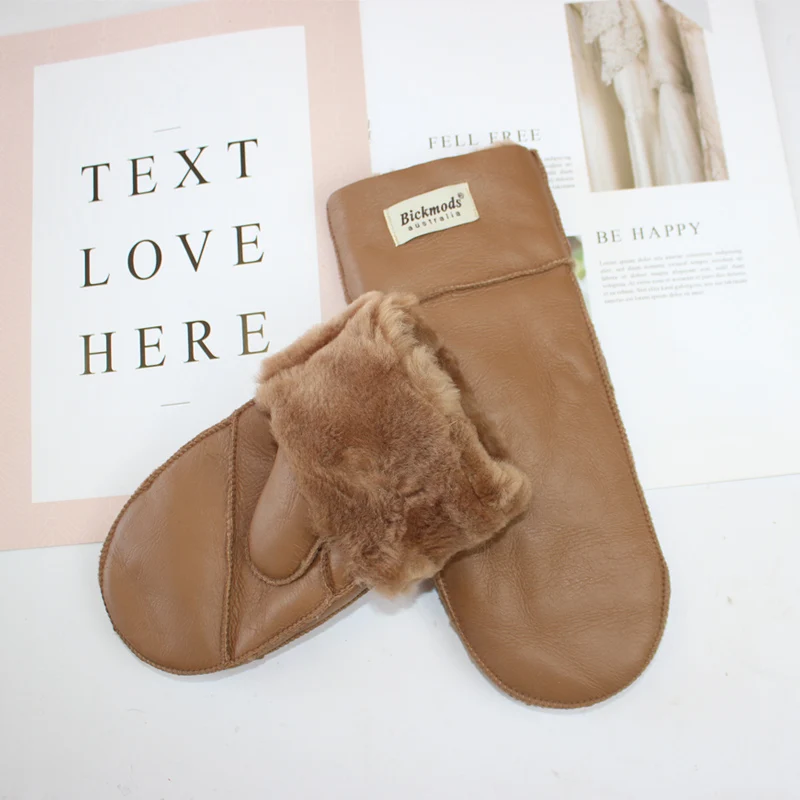 Top Trends: New Winter Warm Women&#039;s Sheepskin Gloves Thickened Wool Lined Solid Finger Leather Gloves Shoppable Styles