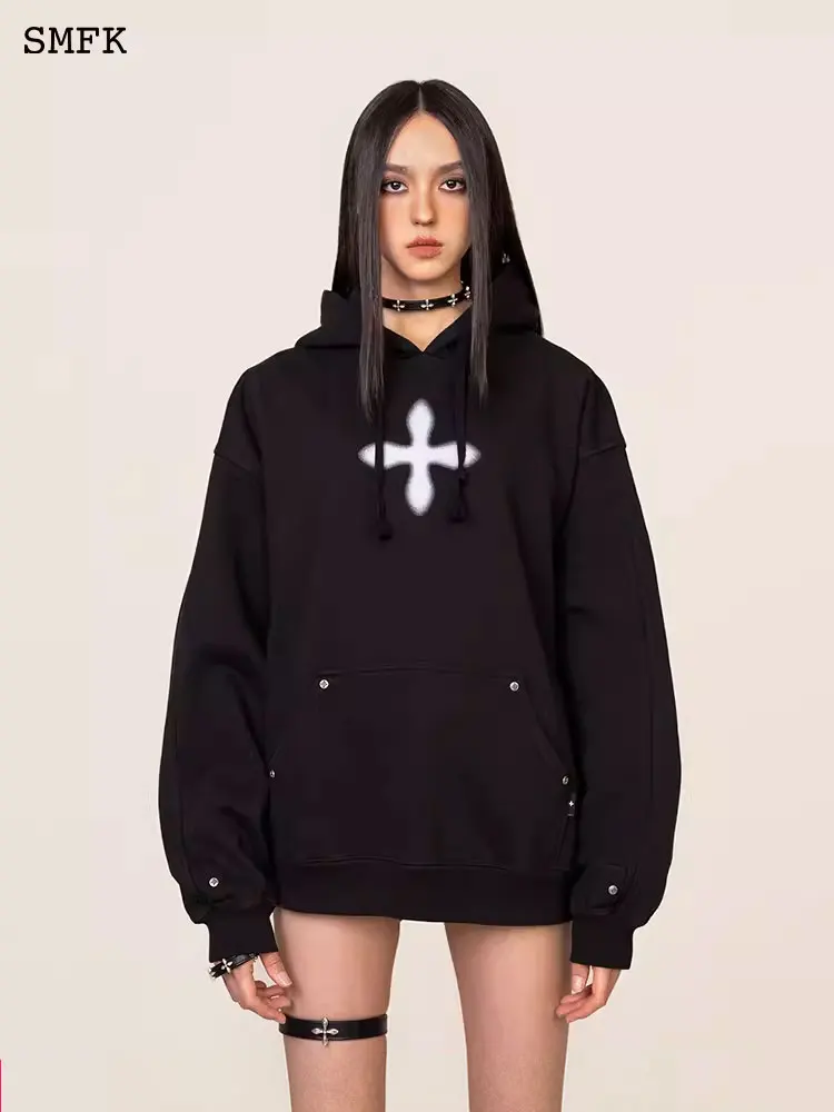 Top Trends: SMFK Classic Cross Flower Hoodie Women's Basis Graffiti Sports Hooded Oversized Autumn Winter Pullovers Versatile Casual Coat Shoppable Styles