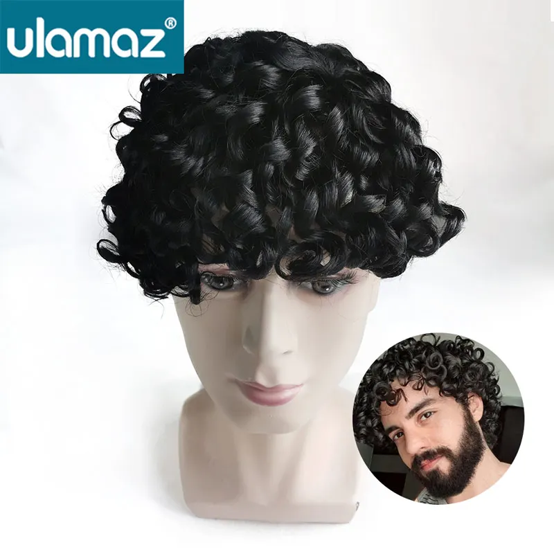 Top Trends: Bouncy Curly Man Wig Full Lace Toupee Hair Men European Human Hair Wig For Men French Lace Afro Curly Male Hair Prosthesis Shoppable Styles