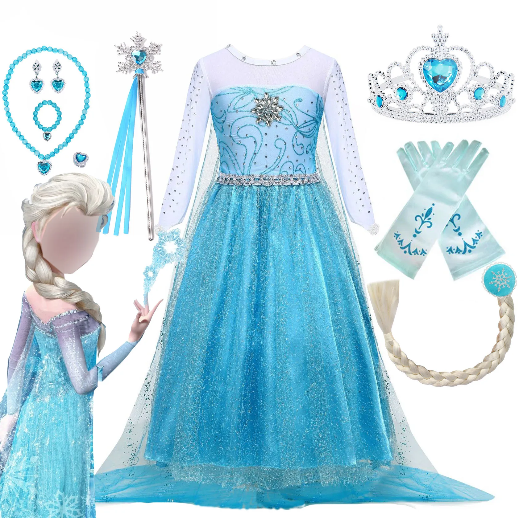 Top Trends: Girls Birthday Elsa Party Costume Carnival Frozen Cosplay Outfit Snow Queen Elsa Frocks Child Princess Vestidos Halloween Dress Shoppable Styles