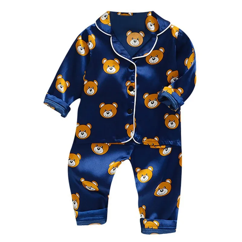 Top Trends: Toddler Silk Satin Pajamas Pyjamas Set Baby Sleepwear Pijama Pajamas Suit Boys Girls Sleep Two Piece Set Autumn Kids Loungewear Shoppable Styles