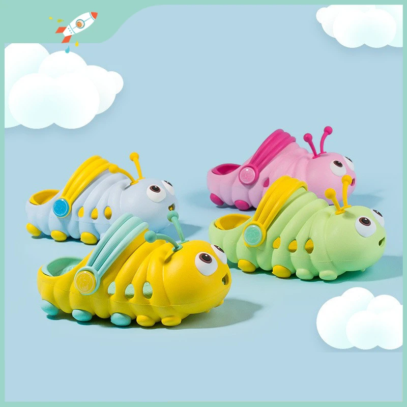 Top Trends: Children Shark Hole Shoes Summer Home Baby Non-Slip Slipper Thick Sandals Cartoon Caterpillar Soft Bottom Children Slippers Shoppable Styles